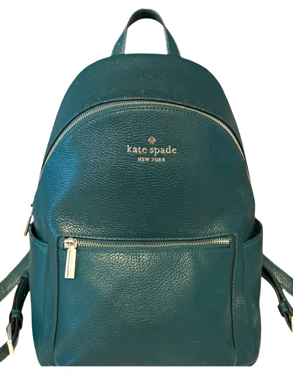 KATE SPADE NY Leila Medium Dark Green Pebbled Leather Backpack - EUC